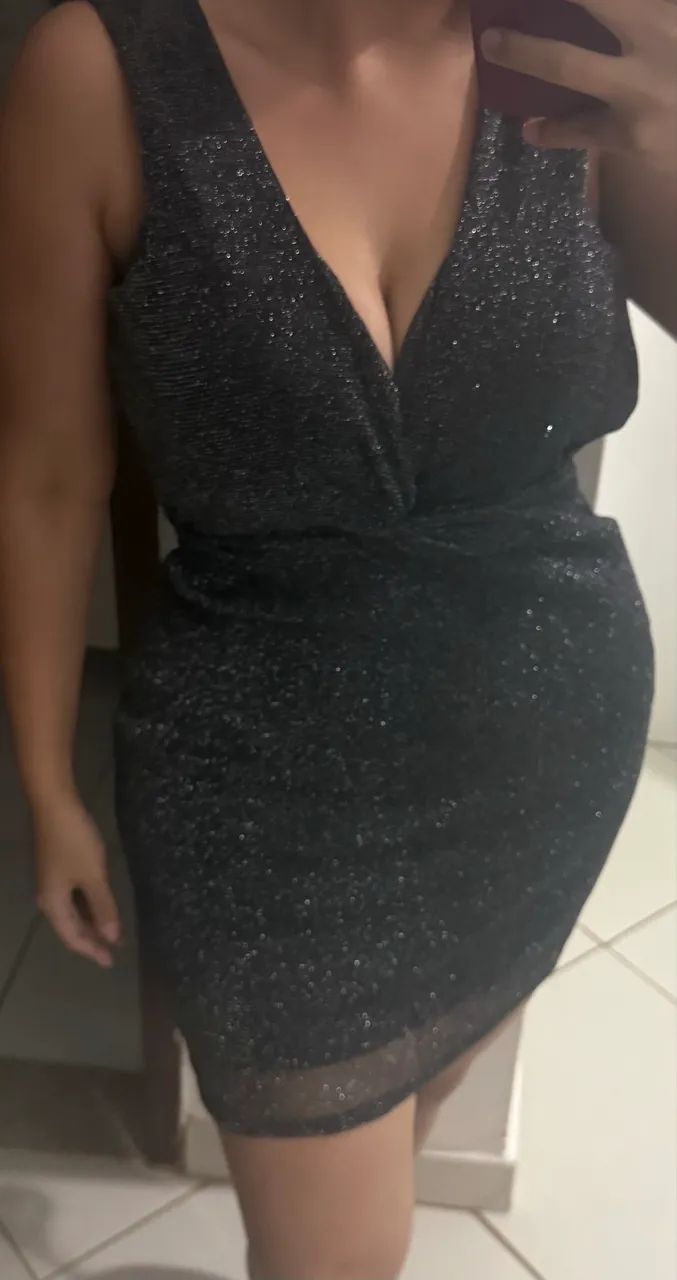 vestido amicci lurex preto m
