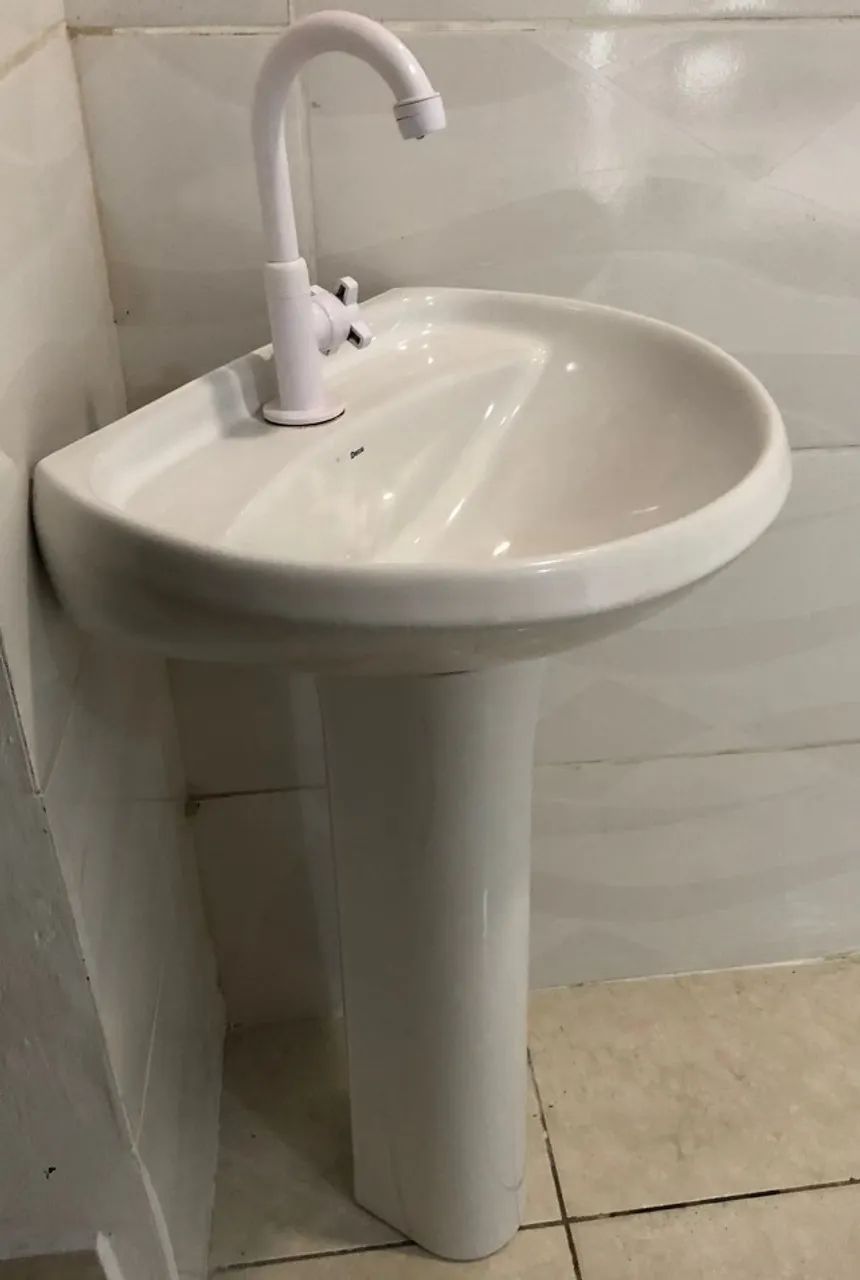 Pia de Banheiro Completa (Cuba + Coluna) - Ótimo Estado