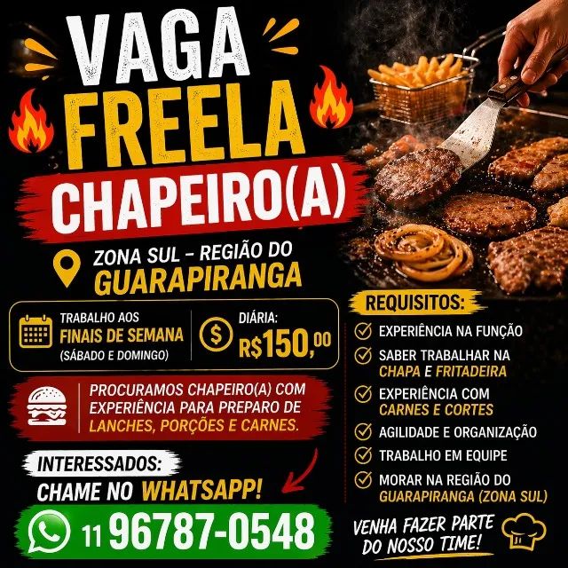 Chapeiro e fritadeira freelancer 