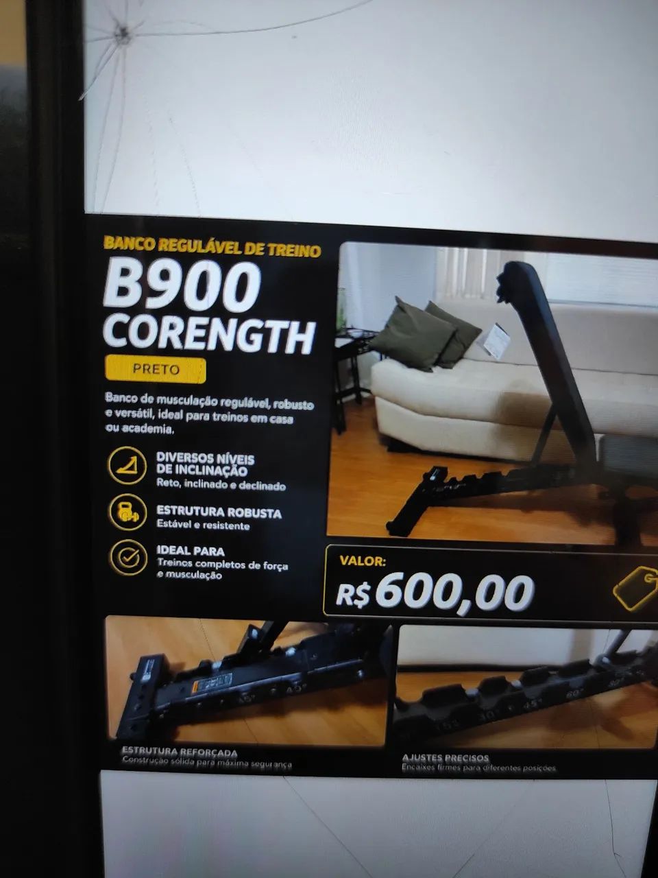 Banco de Treino Regulável Corength Preto 