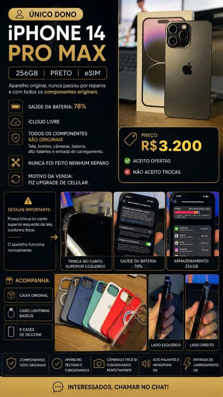 iPhone 14 pro Max 256gb - Celulares e Smartphones - Grande Rio