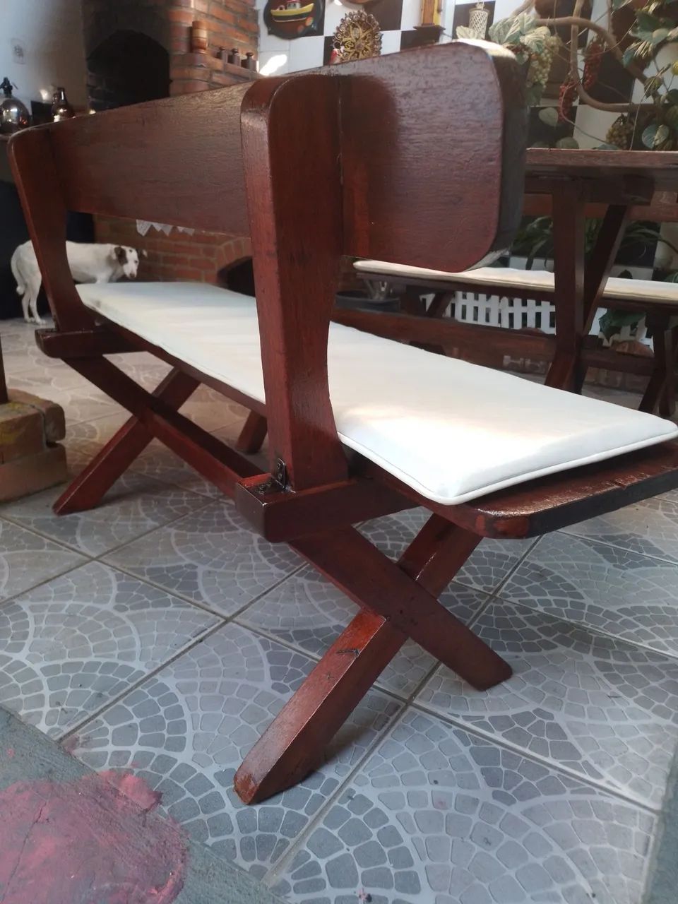 Mesa e bancos para área externa churrasqueira  - Foto 4