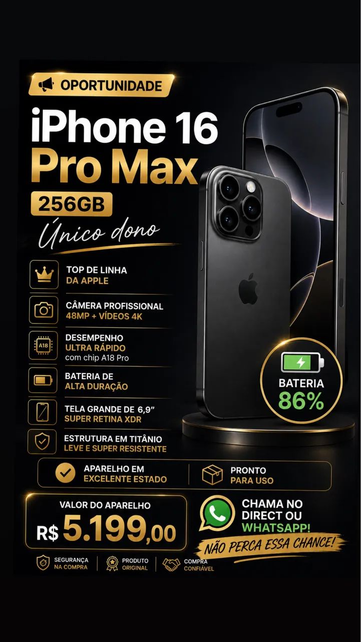 Vendo iPhone 16 pro Max 256g 85% bateria 