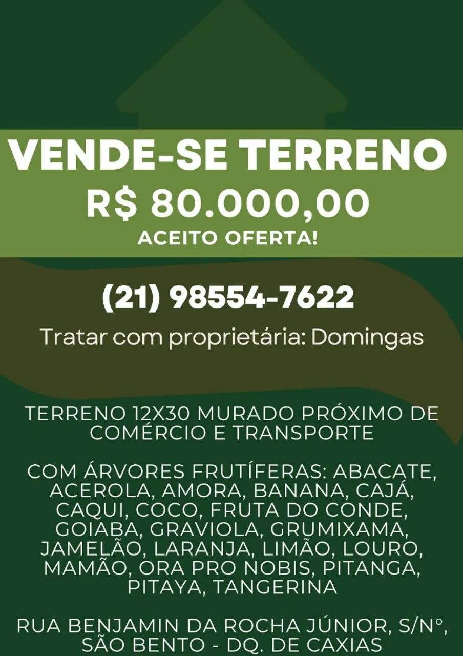 Terreno 12x30 em São Bento