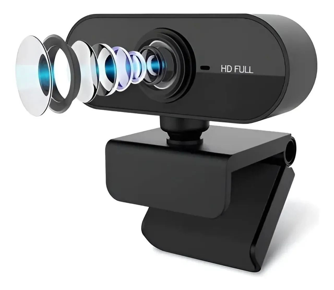 Webcam 1080p Full Hd Câmera Computador Microfone W18 Preto - Foto 3
