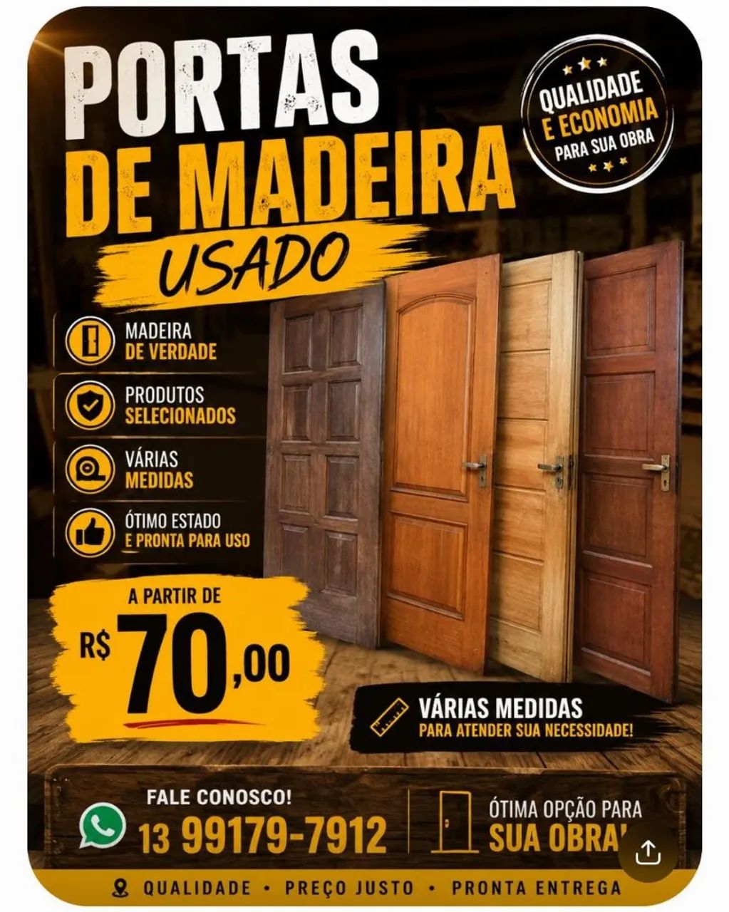 Portas de madeira com vidro e sem vidro