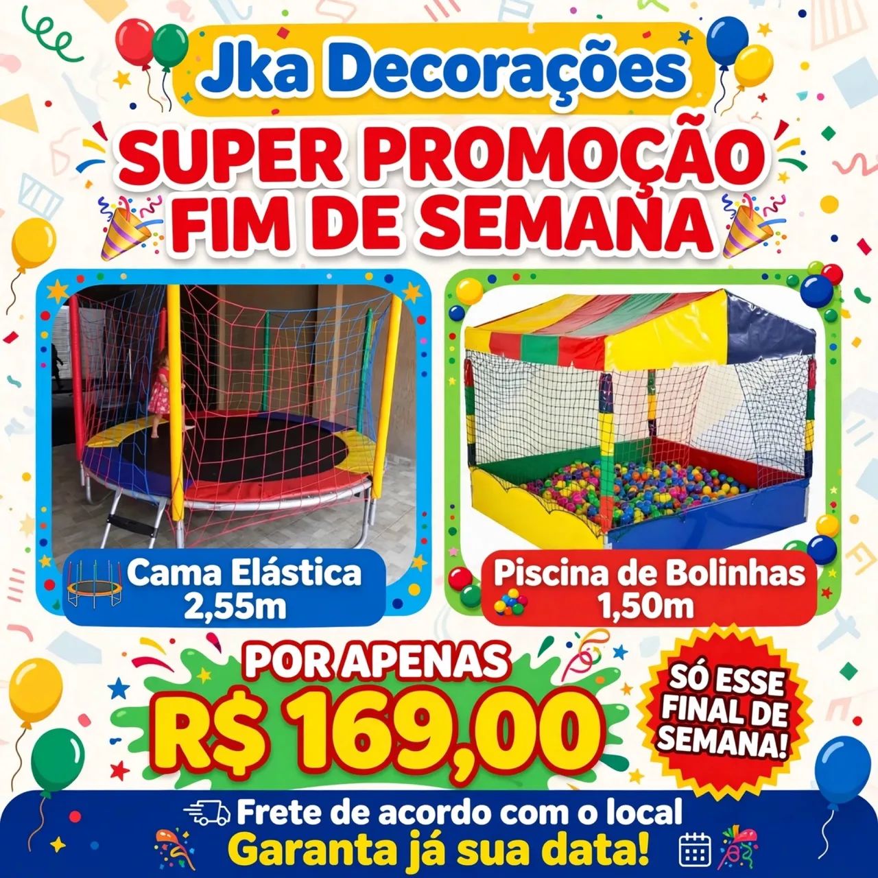 Aluguel de cama elástica + piscina de bolinhas