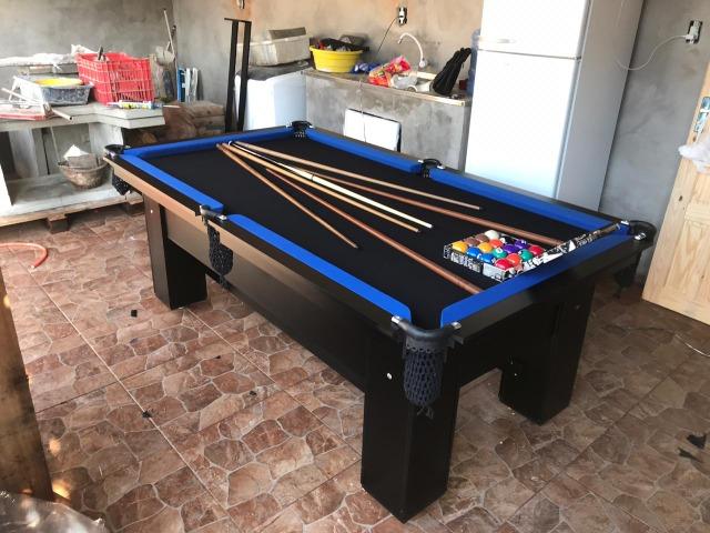 Mesa de Bilhar Bordas Azul Tecido Preto Cor Preta Tx - Foto 3