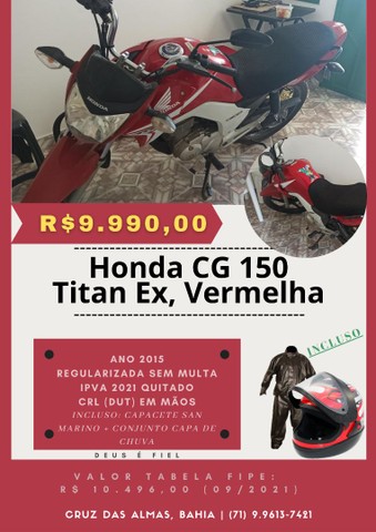 HONDA CG 150 TITAN EX. VERMELHA