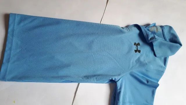 Camisa Polo Infantil Meninos - Azul Claro -Tam G (7/8) Marca Under Armour - Seminova - Foto 4