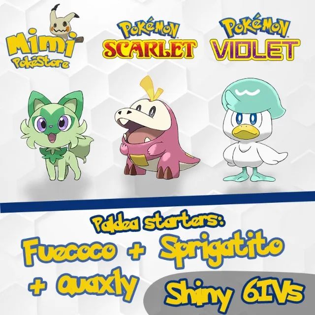 Iniciais de Paldea: Sprigatito, Fuecoco, Quaxly Shiny 6IVs - Pokémon  Scarlet Violet - Videogames - Bela Vista, São Paulo 1254579201