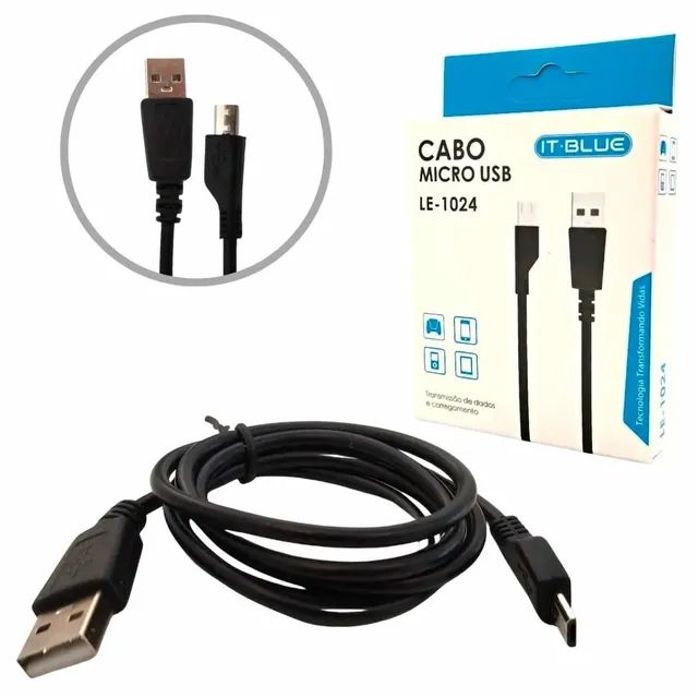 Cabo de Dados micro USB V8 carga rápida 1 metro