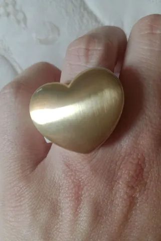 anel coração prata e dourado