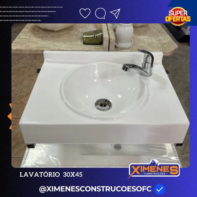 lavatorio embutido marmore sintetico 30x45 pia para banheiro - Foto 4