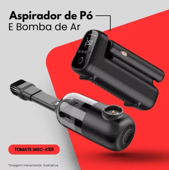 MINI COMPRESSOR DE AR PORTATIL AUTOMOTIVO / ASPIRADOR DE PO TOMATE C/ LANTERNA MXC-K101