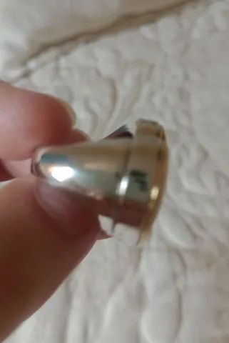 anel cora ção prata e dourado - Foto 2