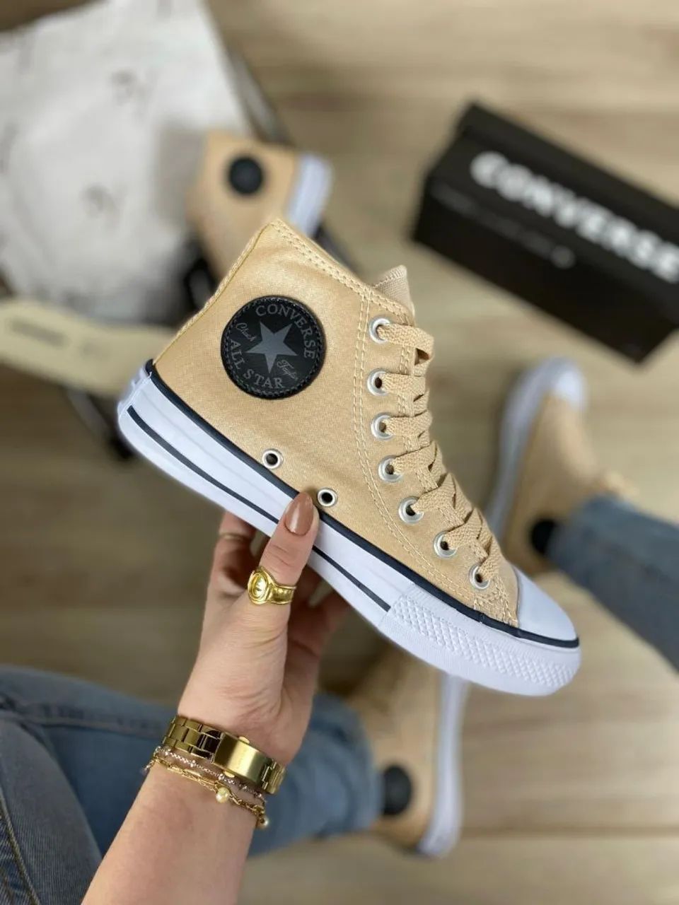 Converse All Star Branco Prateado - Foto 4