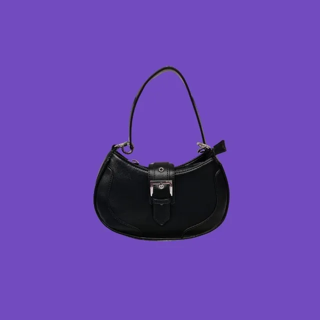 bolsa ombro preta couro sintético