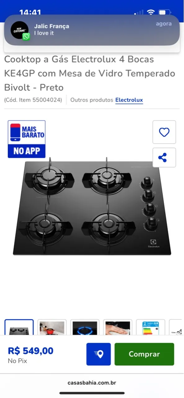 Cooktop eletrolux 4 bocas