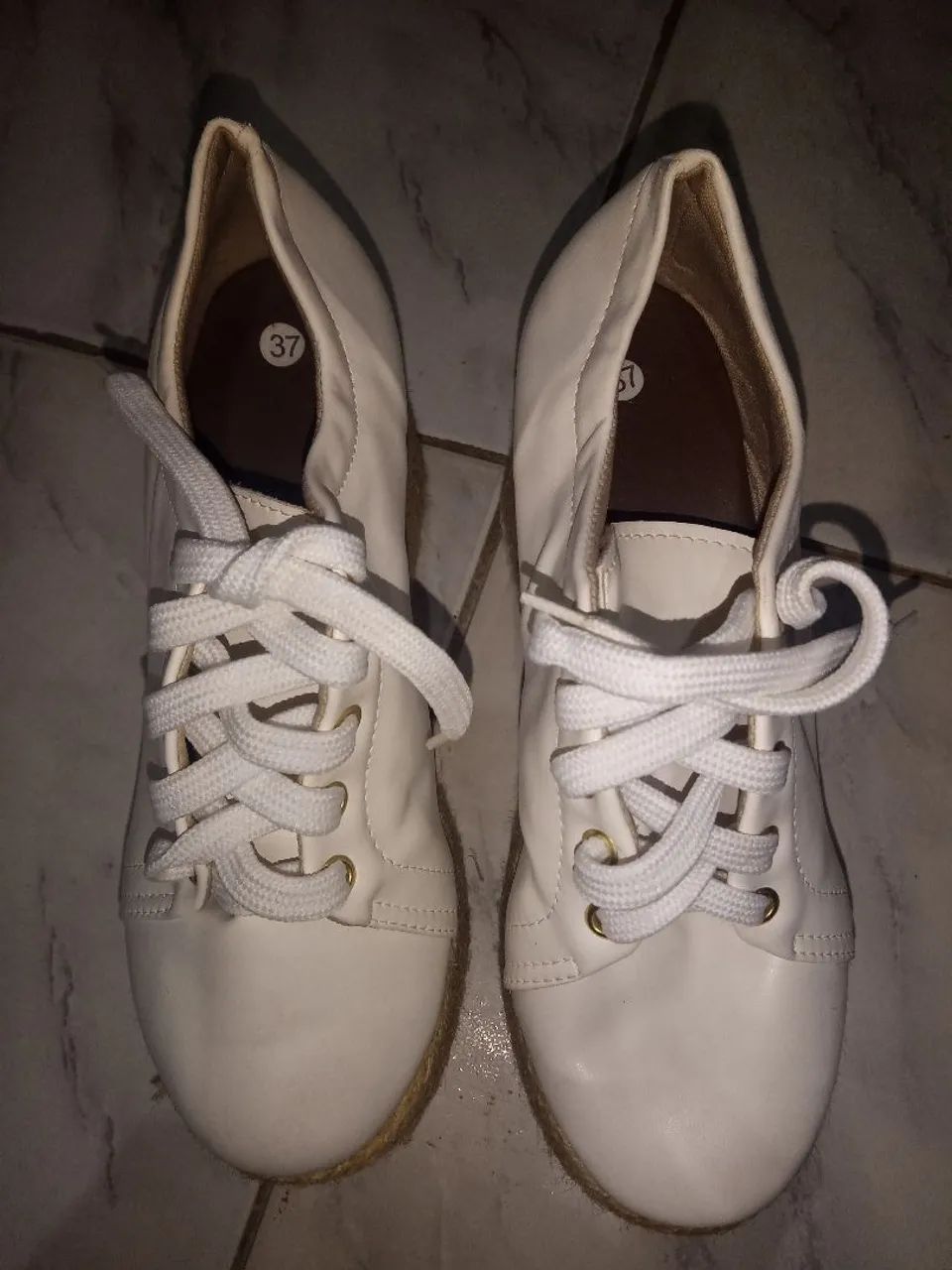 Sapato Plataforma Branco Feminino - Tamanho 37 - Foto 4