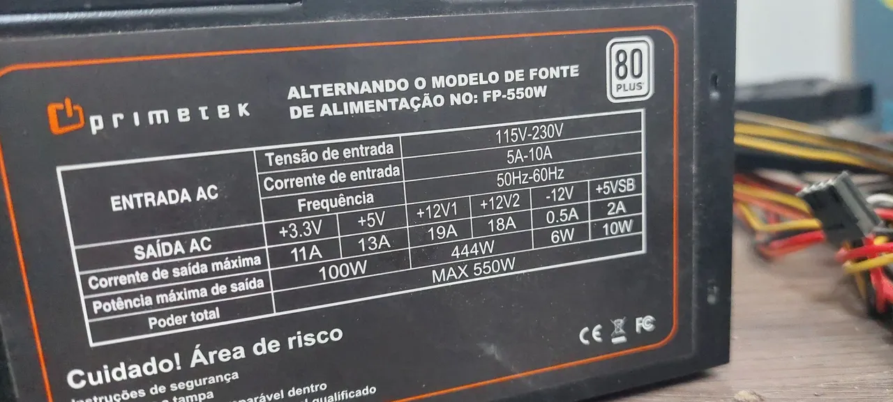 Fonte Primetech FP-550W 80 Plus