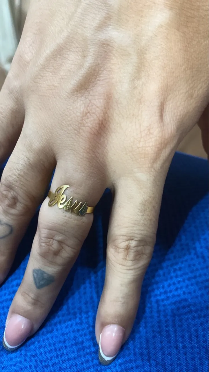 Anel de ouro com Nome Jesus Aro 17/18