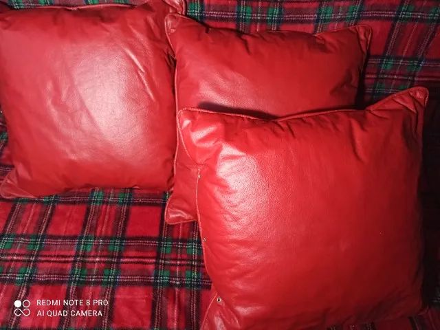 Conjunto  de  três  almofadas  em courino