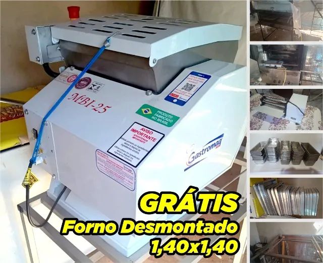 Masseira 25kg - Forno 90x90 - Máq. Assa 50 Frangos - Cilindro Elét. - 67 Formas