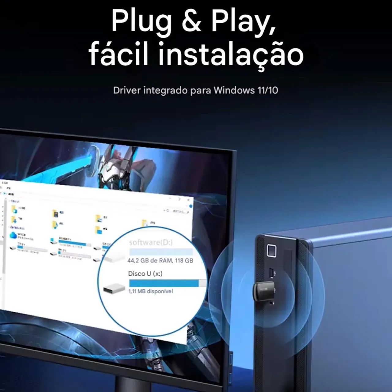 Wi Fi 6 Ugreen Sem fio Adaptador Computador Receptor Sinal 2.4 e 5 ghz Wifi Usb Pc - Foto 6