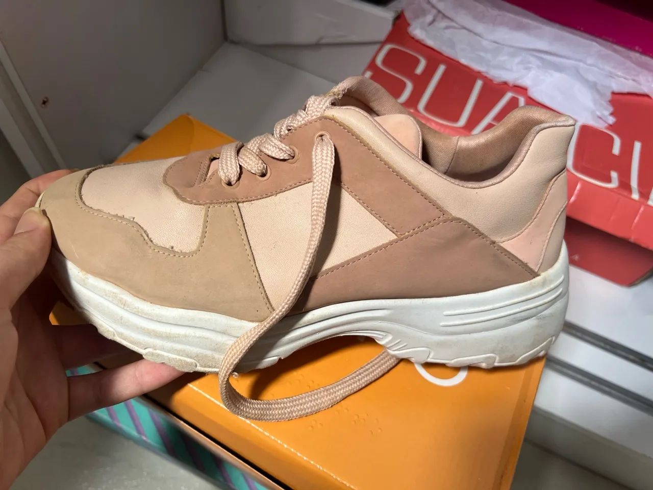 Tênis Casual Rosa Claro