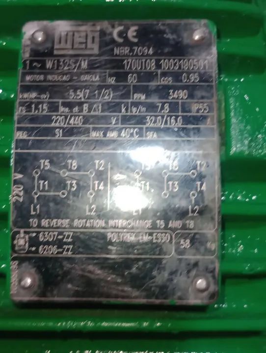 MOTOR ELÉTRICO MONOFÁSICO 7,5 CV ALTA ROTAÇÃO + REDUTOR 30:1 - Foto 4