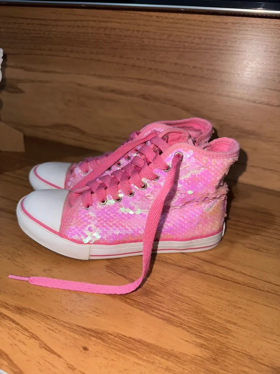 Tênis Infantil Rosa com Paetês, marca Diversão, número 30 - Foto 2