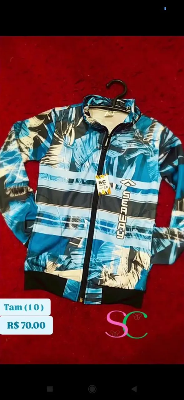 Casaco Azul Estampada Tam 10