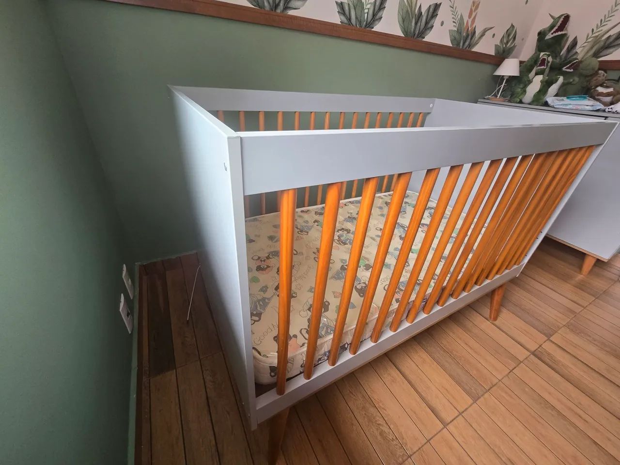 Colchão + Berço 3 Em 1 Retrô Lígia Cinza Carolina Baby - Foto 6