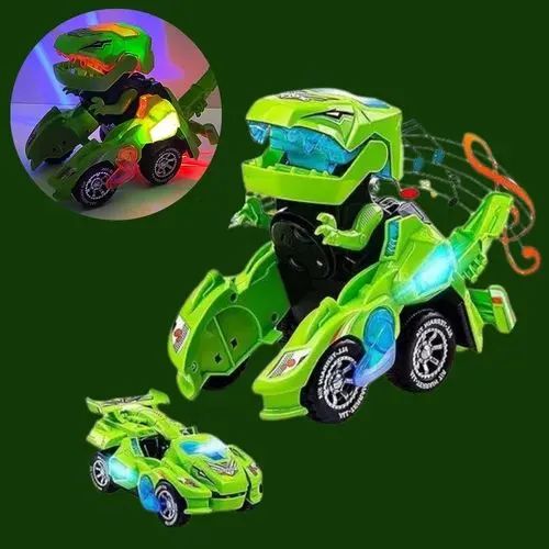 Carrinho Dinossauro Robô Transformável com Luz e Som