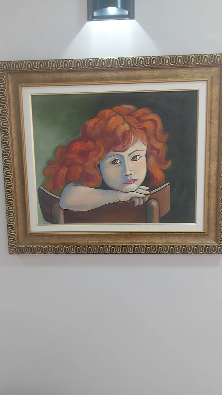 Quadro de menina com cabelo ruivo OLEO SOBRE TELA ARTISTA RITA CAVALARI