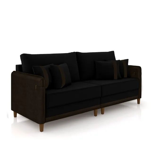 Sofá elegante e confortável para sua sala! Design moderno, com almofadas decorativas e est