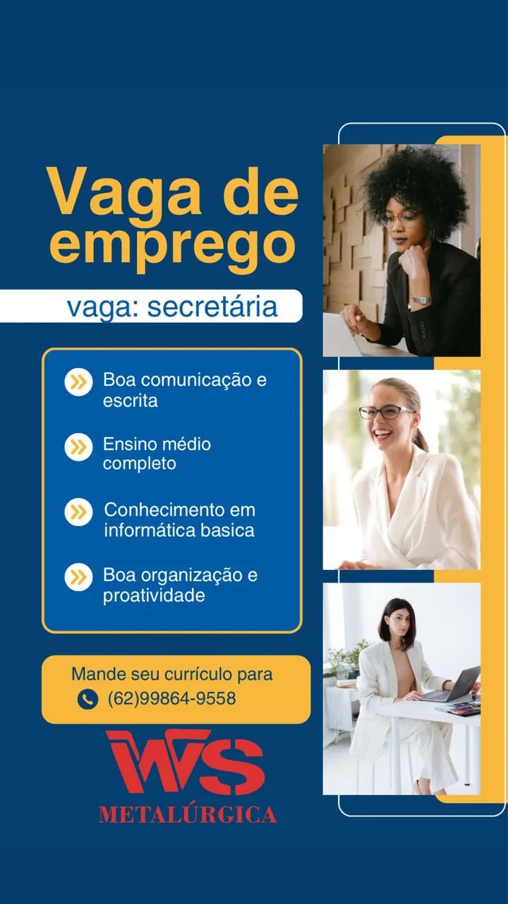 Contrata-se secretária para inicio imediato