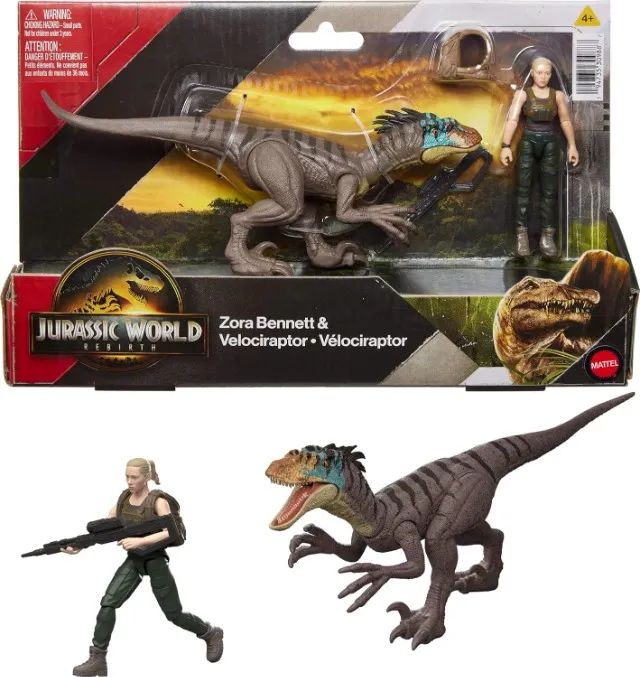 Jurassic World Rebirth Zora & Raptor Boneco Dinossauro - Hobbies e