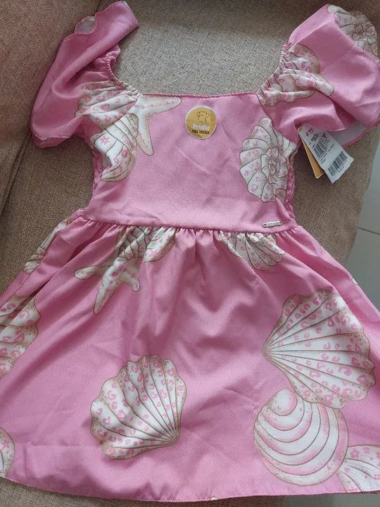 Vestido estampado infantil menina Brandili Novo na etiqueta