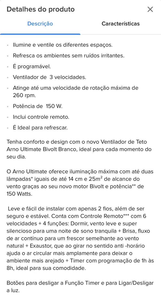 Ventilador Teto Arno Bivolt Branco 3 Pás Contro. Remoto Vx13 127/220v - Foto 3