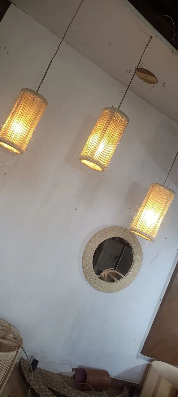 Super promoção luminária feita com fibra de sisal 38,00 cada  - Foto 3