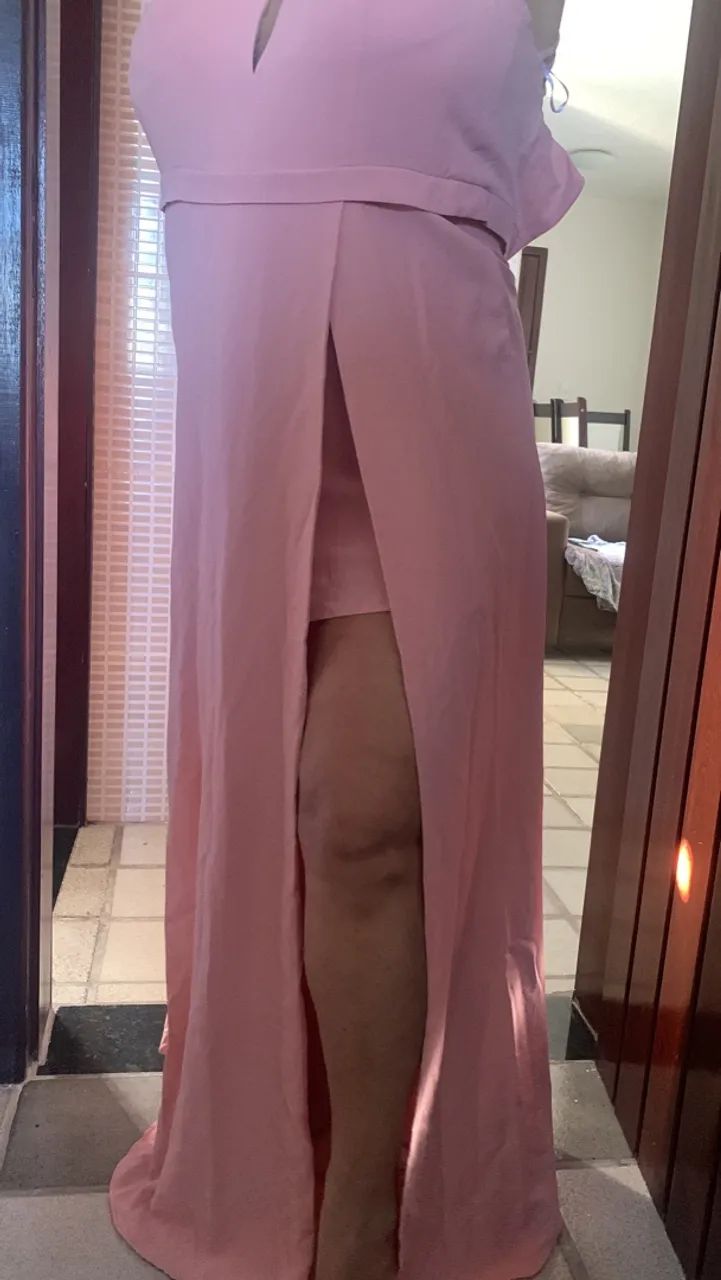 Vestido Longo Rosa com Fenda Elegante - Foto 3