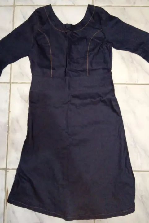 Vestido Azul Escuro Midi-seminovo - Foto 3