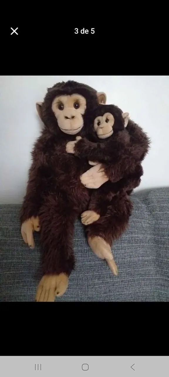 Macaco de Pelúcia com Bebê 80 cm - Foto 5