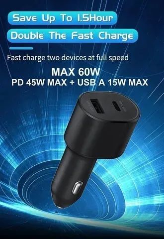 Samsung Total 60w Carregador Veicular (45W Porta Usb Tipo C + 15W Usb + Cabo 1M - Foto 5