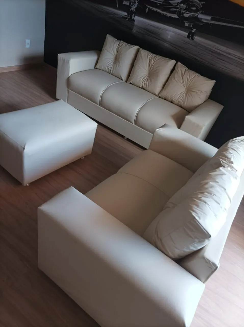 SOFA NOVO 3E2 LUGARES COURO SINTETICO PREMIUM COM GARANTIA
