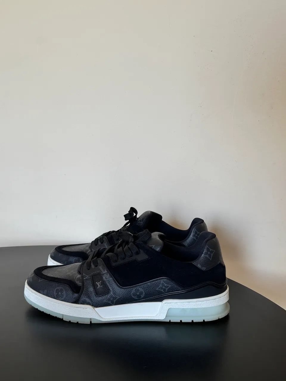 Tênis Louis Vuitton trainer black monogram original 