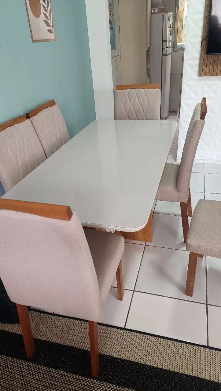 Mesa com 6 cadeiras de linho - Foto 5