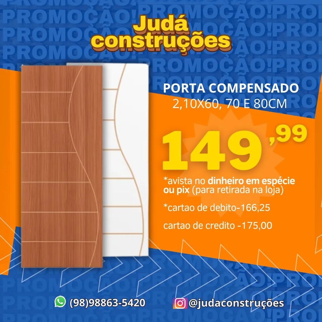 Porta compensado 2,10x60, 70 e 80cm